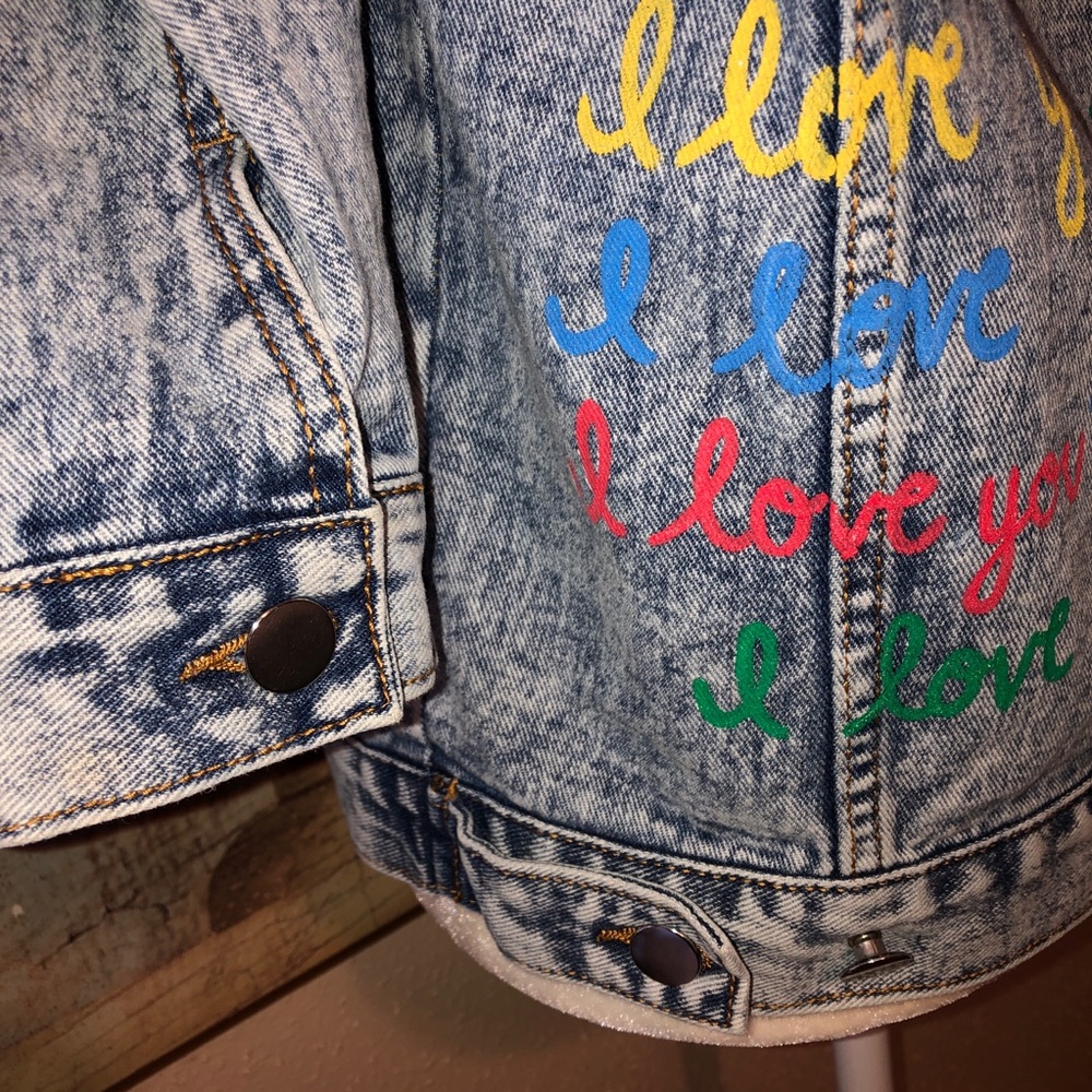 Wren & Glory Rare I Love You Denim Jacket Sz M - Picture 11 of 16